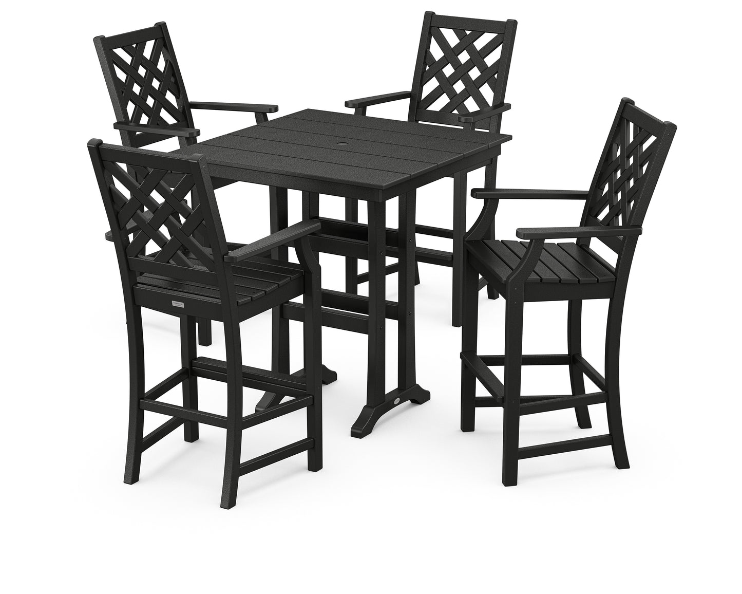 Wovendale 5-Piece Farmhouse Bar Set with Trestle Legs