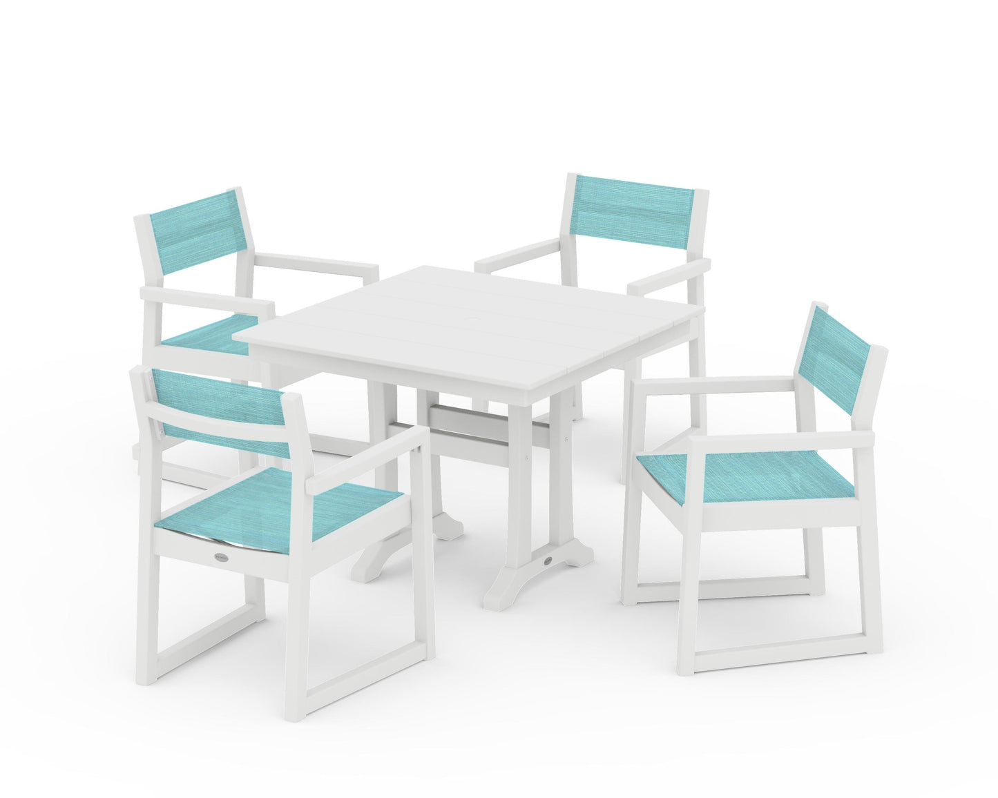 EDGE Sling 5-Piece Farmhouse Dining Set with Trestle Legs