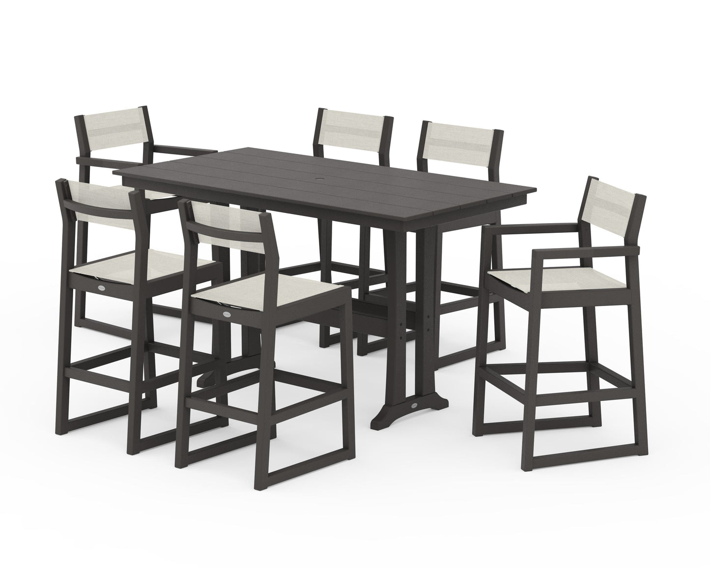 EDGE Sling 7-Piece Farmhouse Bar Set with Trestle Legs