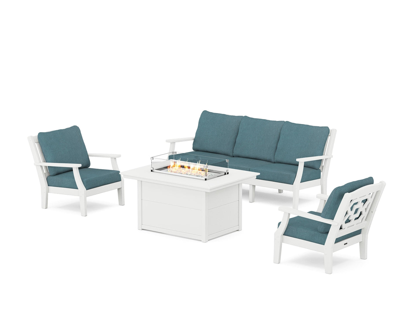 Chinoiserie Deep Seating Fire Pit Table Set