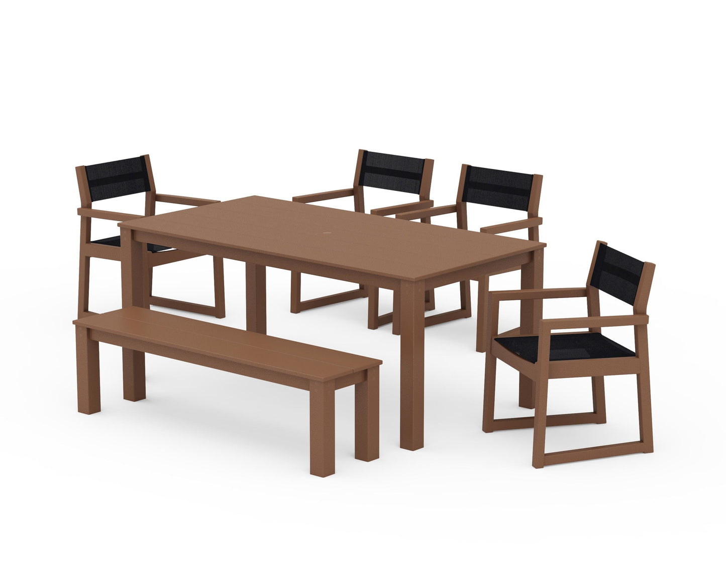 EDGE Sling Arm Chair 6-Piece Parsons Dining Set with Bench