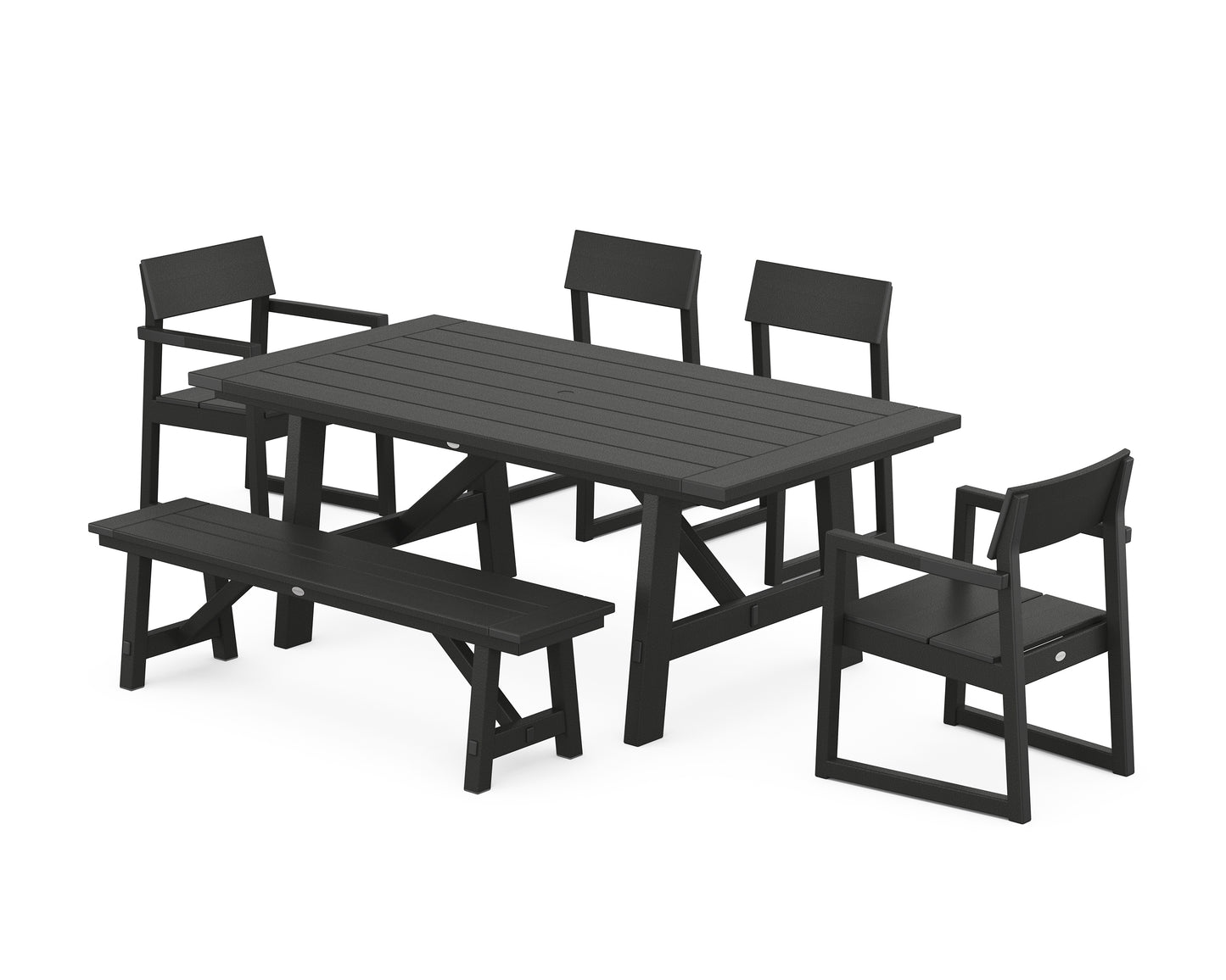 EDGE 6-Piece Rustic Farmhouse Dining Set with Bench