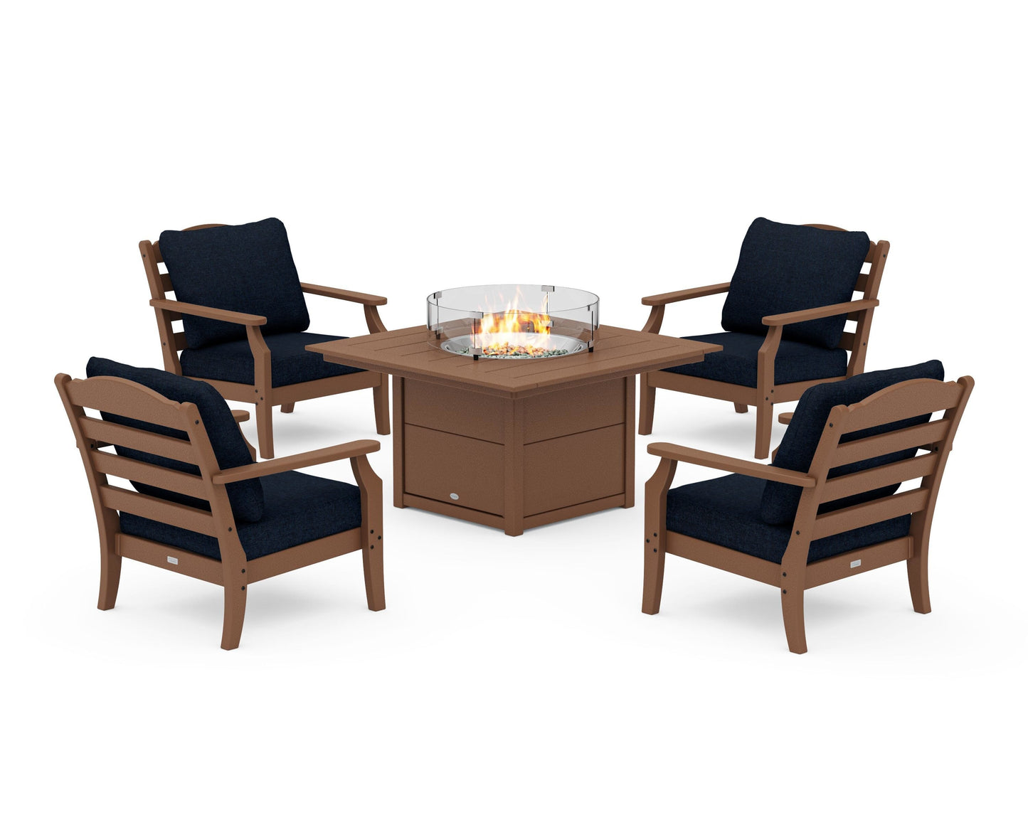 Savannah 5-Piece Deep Seating Set with Fire Pit Table