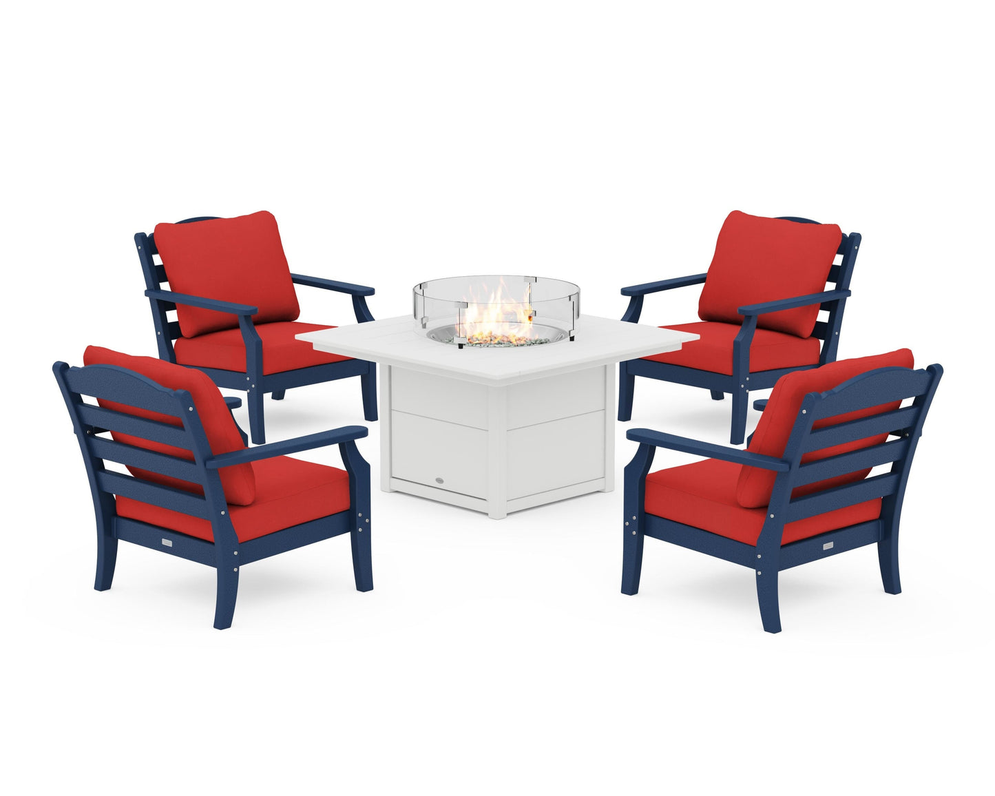 Savannah 5-Piece Deep Seating Set with Fire Pit Table