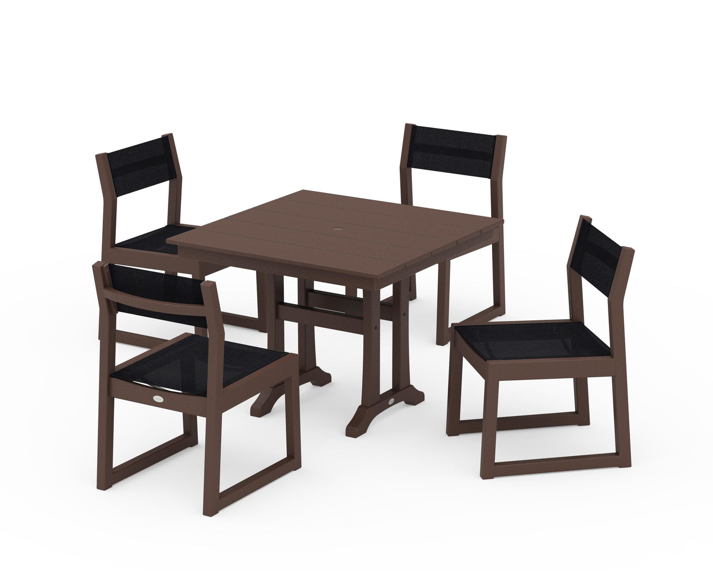 EDGE Sling 5-Piece Farmhouse Trestle Side Chair Dining Set