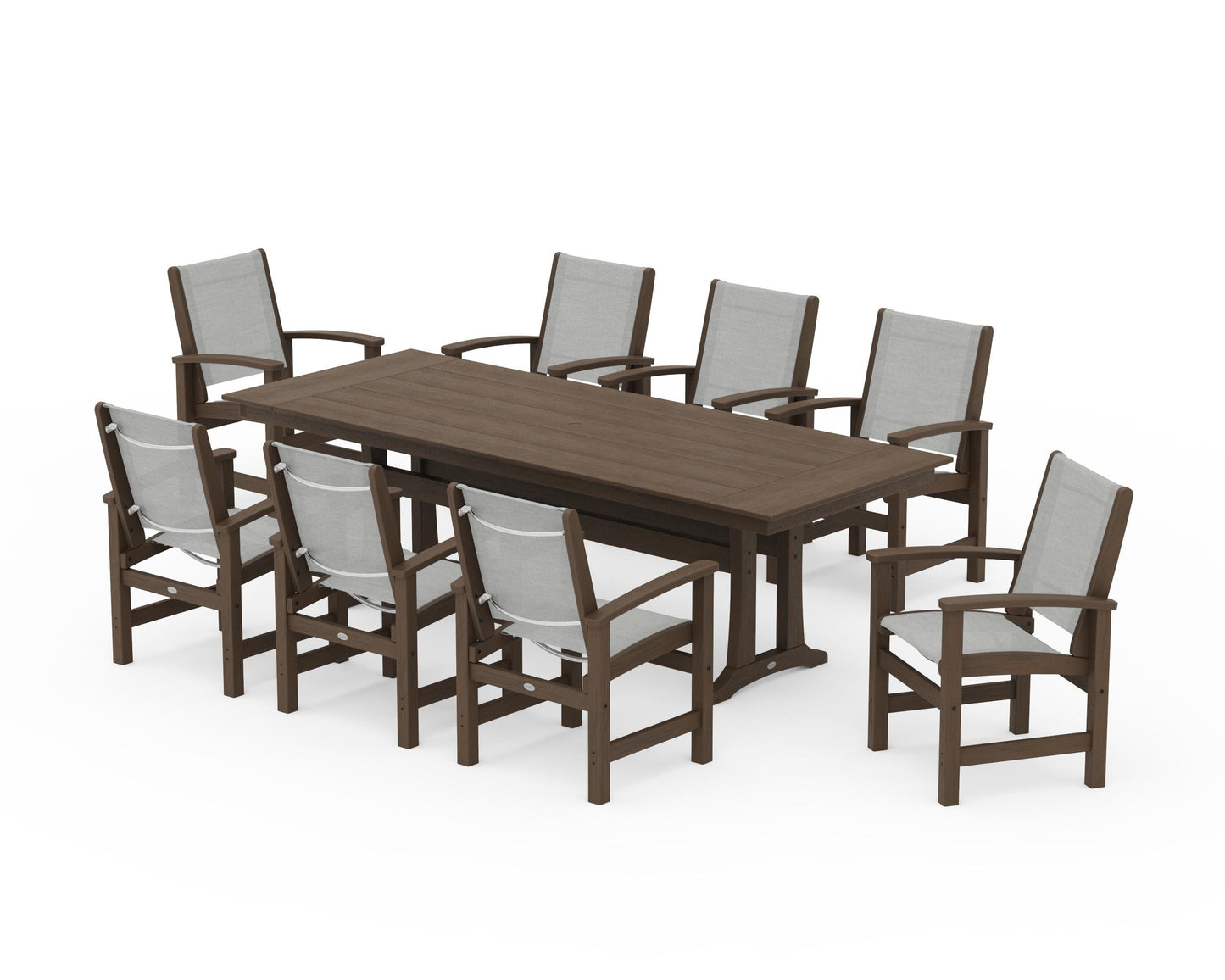 Coastal 9-Piece Farmhouse Dining Set with Trestle Legs