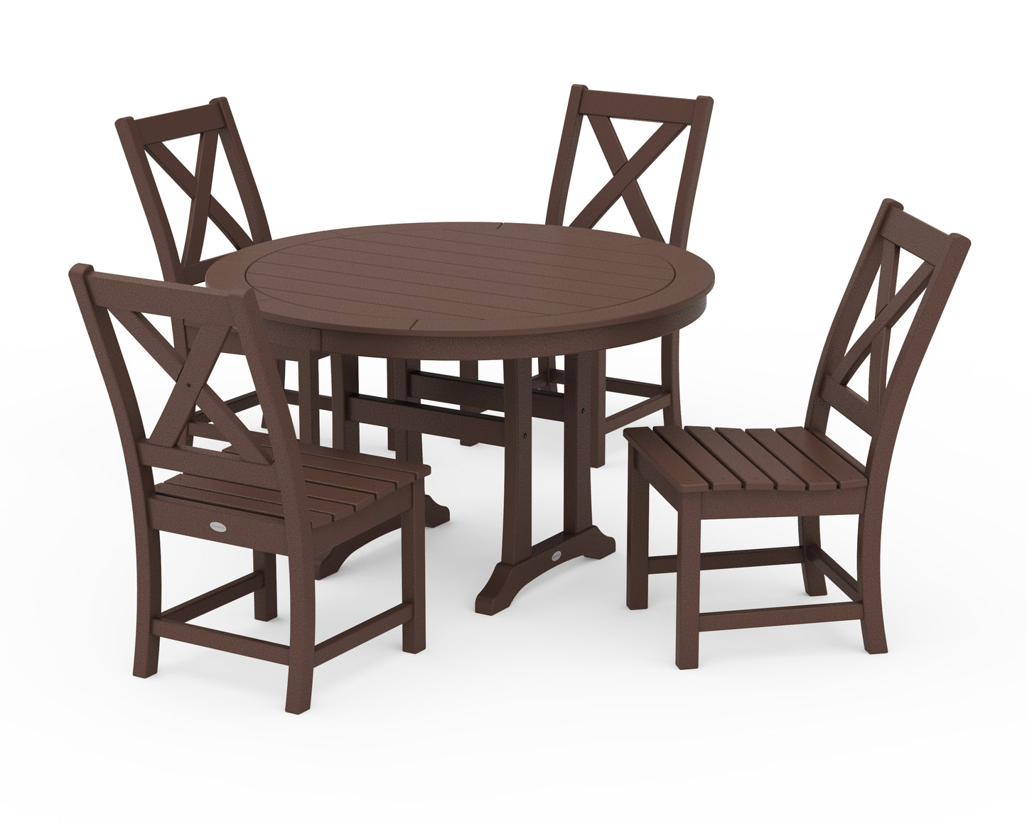 Braxton Side Chair 5-Piece Round Dining Set With Trestle Legs