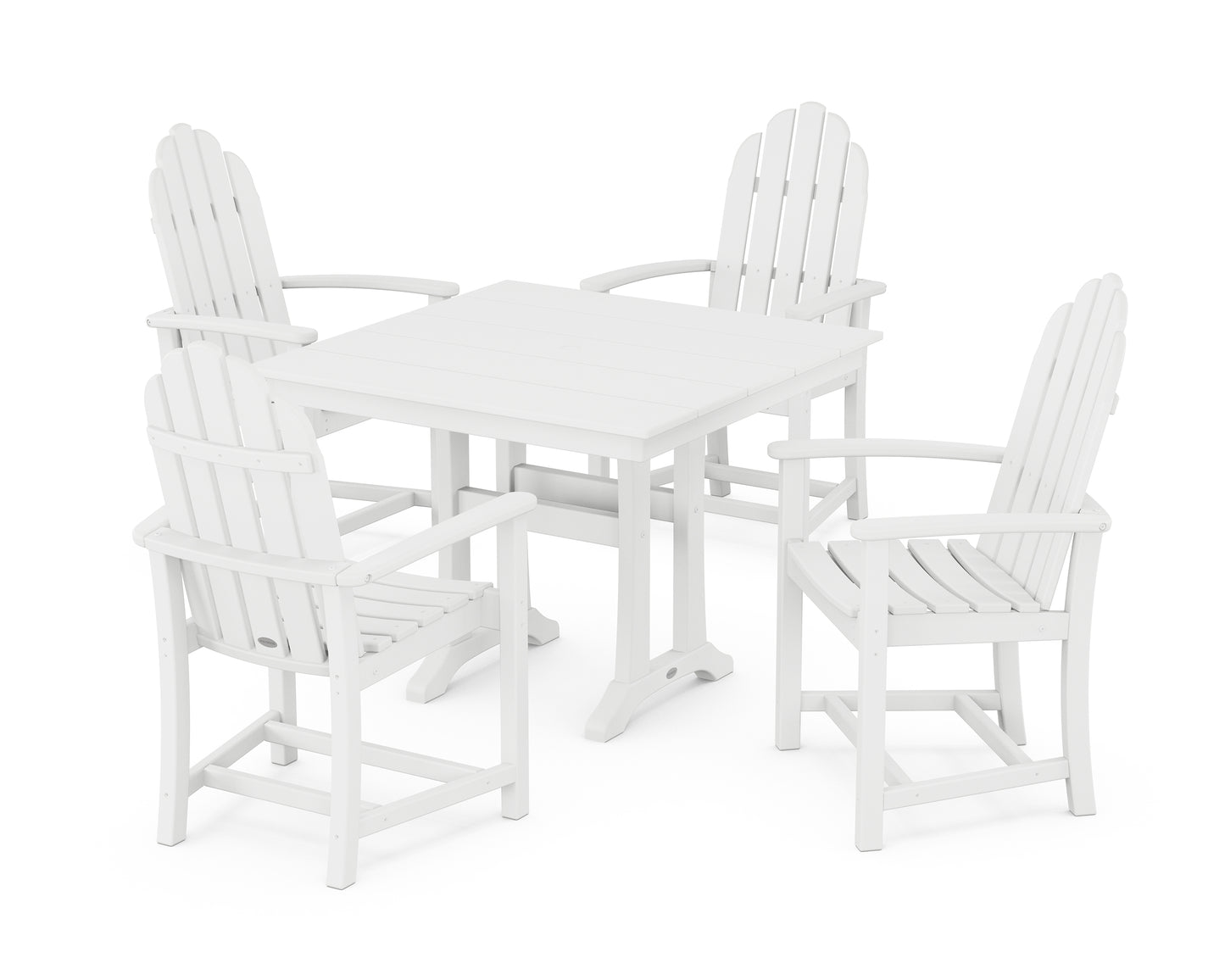 Classic Adirondack 5-Piece Farmhouse Dining Set With Trestle Legs