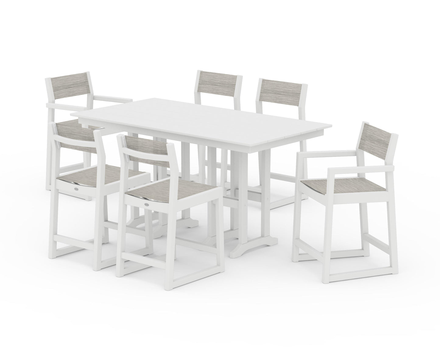 EDGE Sling 7-Piece Farmhouse Counter Set with Trestle Legs