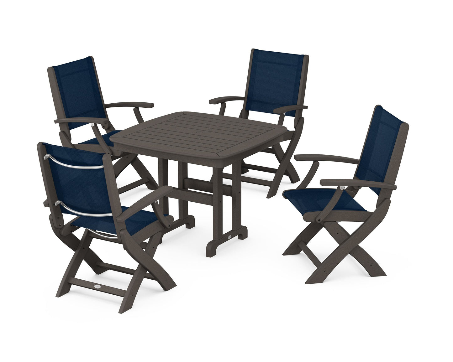 Coastal Folding Chair 5-Piece Dining Set