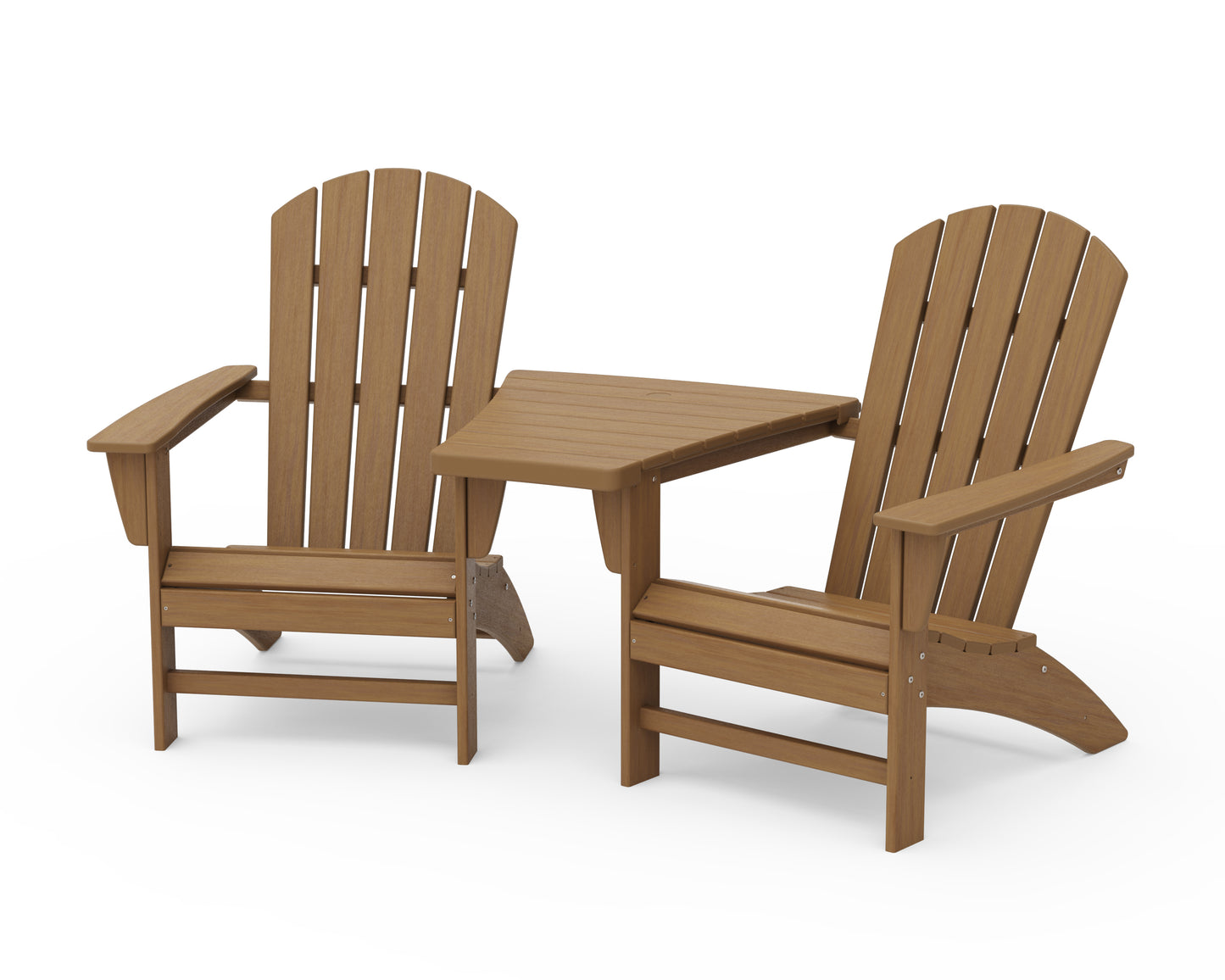 Nautical 3-Piece Adirondack Set with Angled Connecting Table