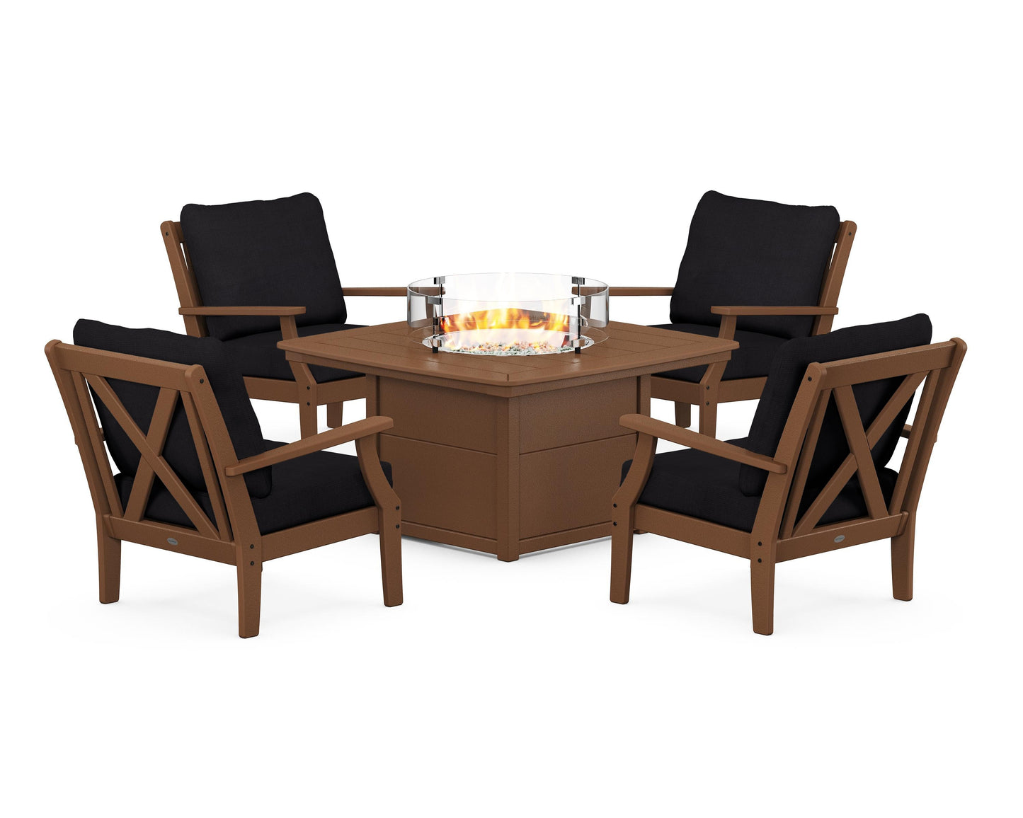 Braxton 5-Piece Deep Seating Conversation Set with Fire Pit Table