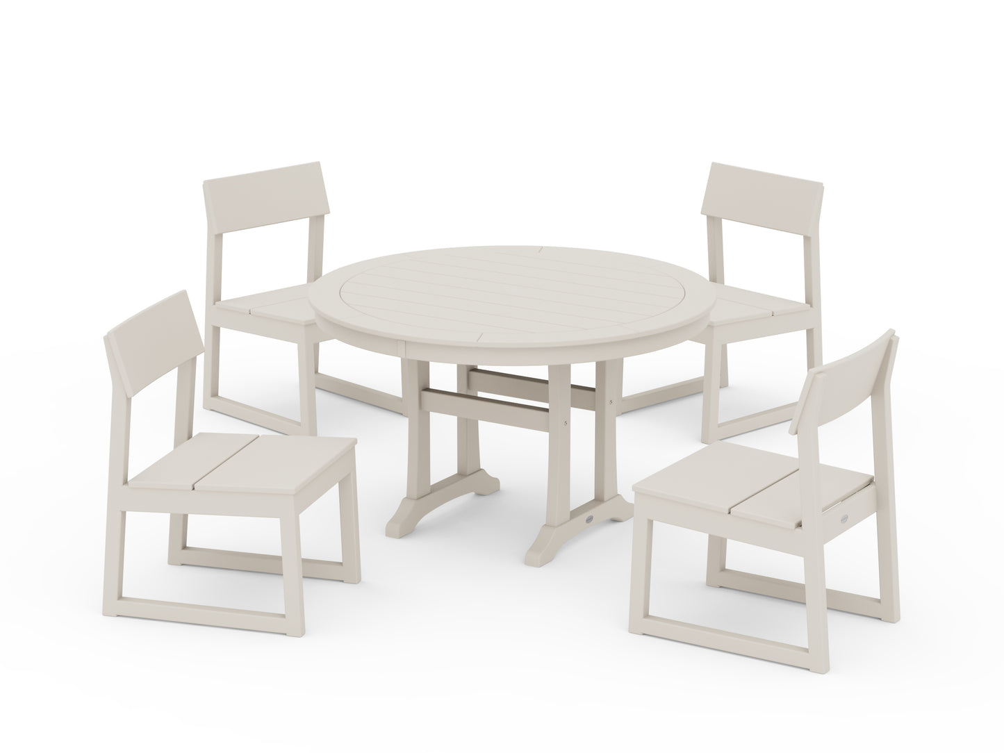 EDGE Side Chair 5-Piece Round Dining Set With Trestle Legs