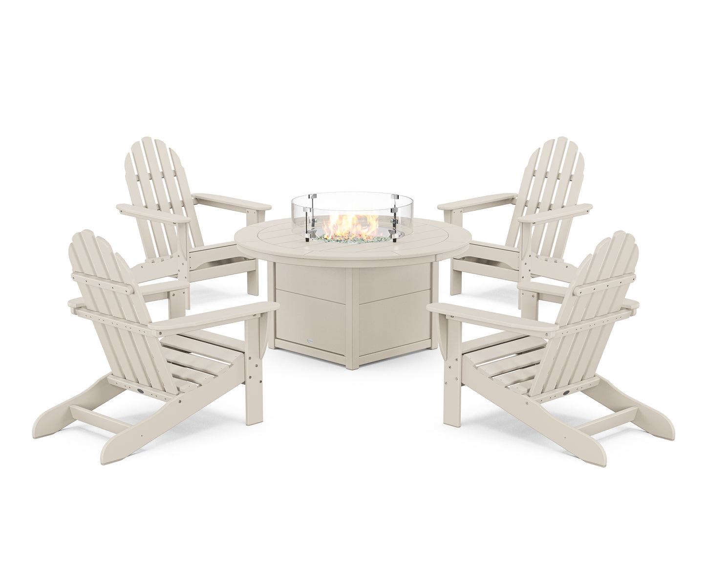 Classic Adirondack 5-Piece Conversation Set with Fire Pit Table