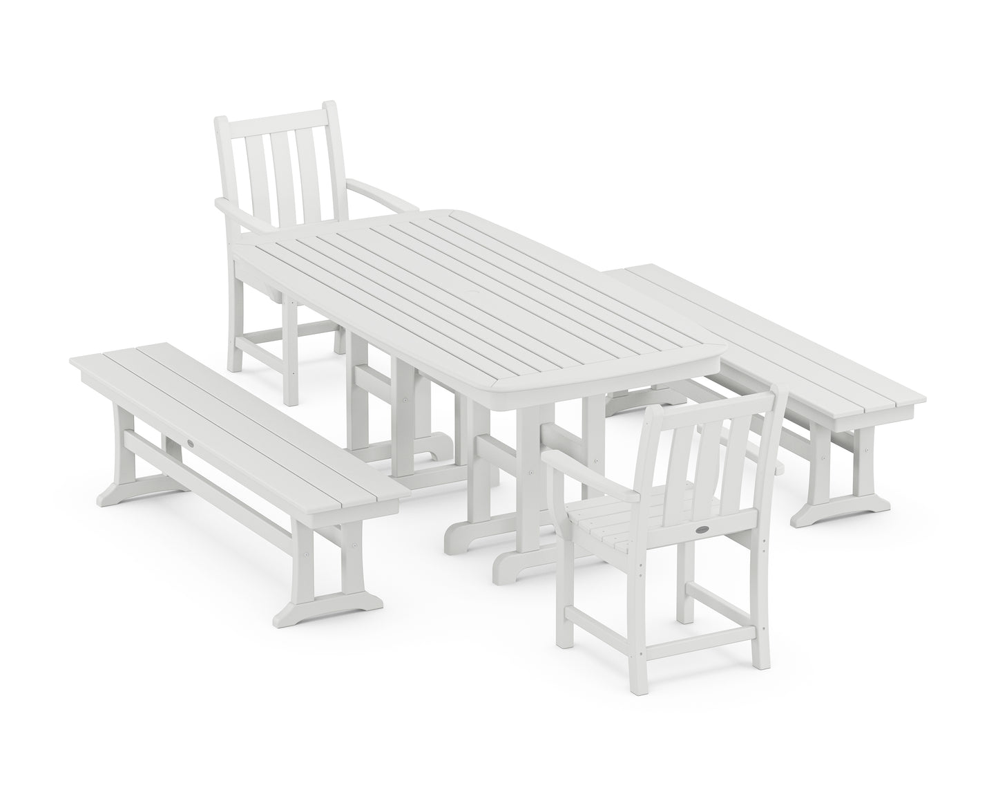 Traditional Garden 5-Piece Dining Set with Benches