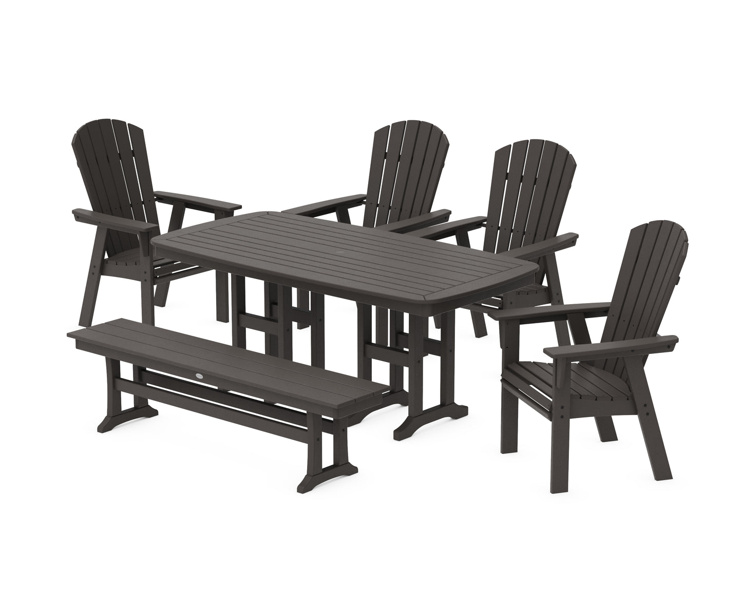 Nautical Curveback Adirondack 6-Piece Dining Set with Bench