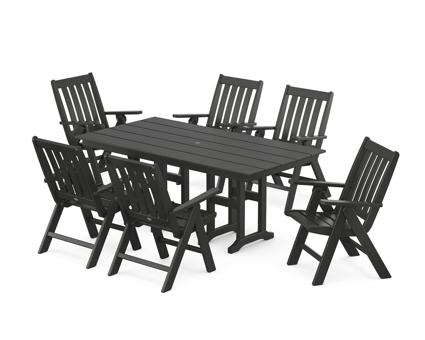 Vineyard Folding Chair 7-Piece Farmhouse Dining Set