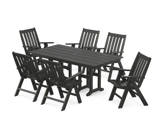 Vineyard Folding Chair 7-Piece Farmhouse Dining Set