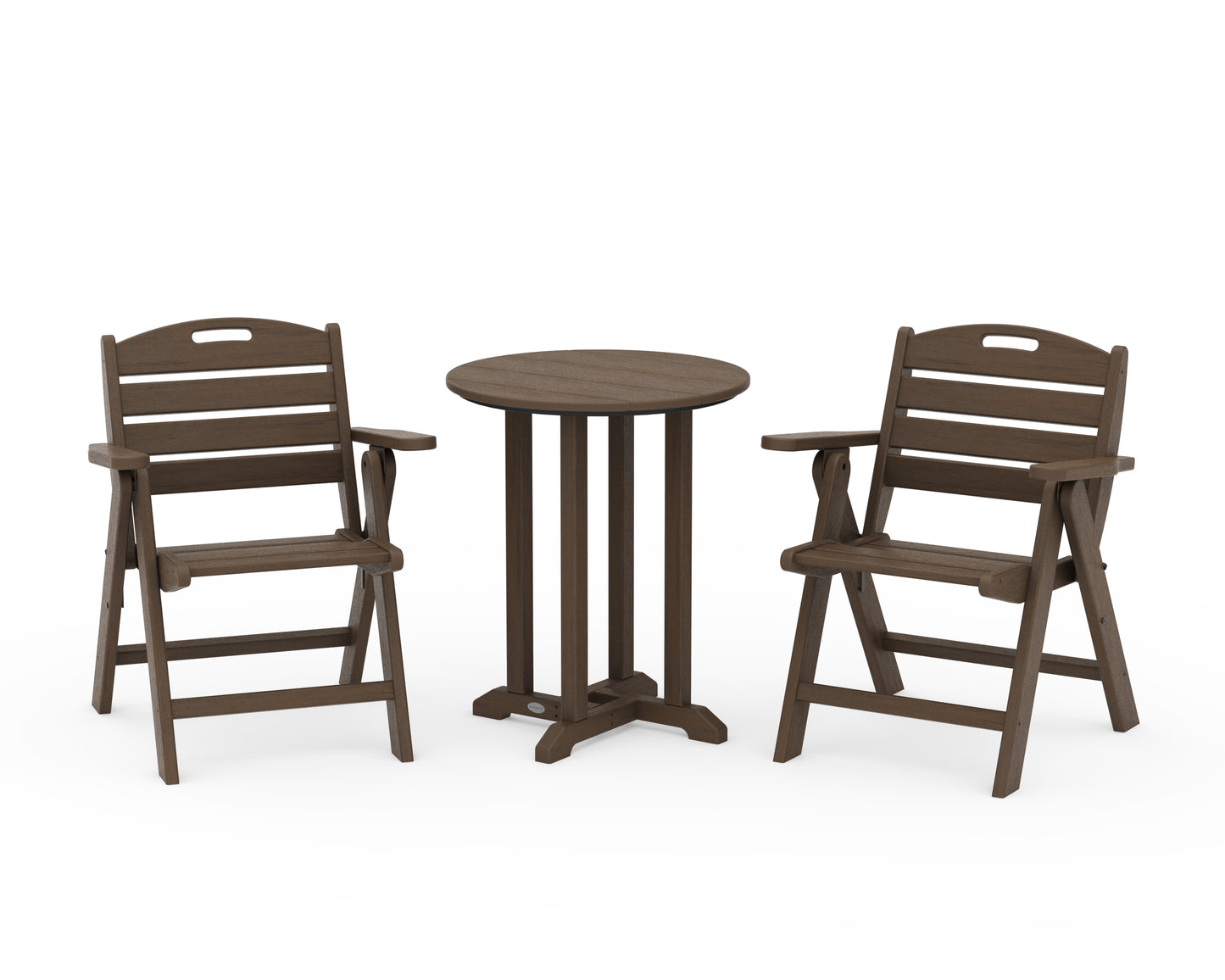 Nautical Folding Lowback Chair 3-Piece Round Bistro Dining Set