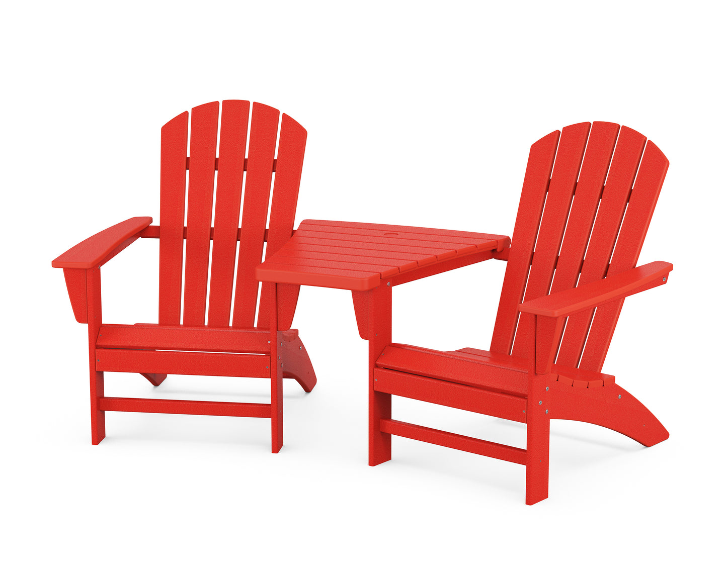 Nautical 3-Piece Adirondack Set with Angled Connecting Table
