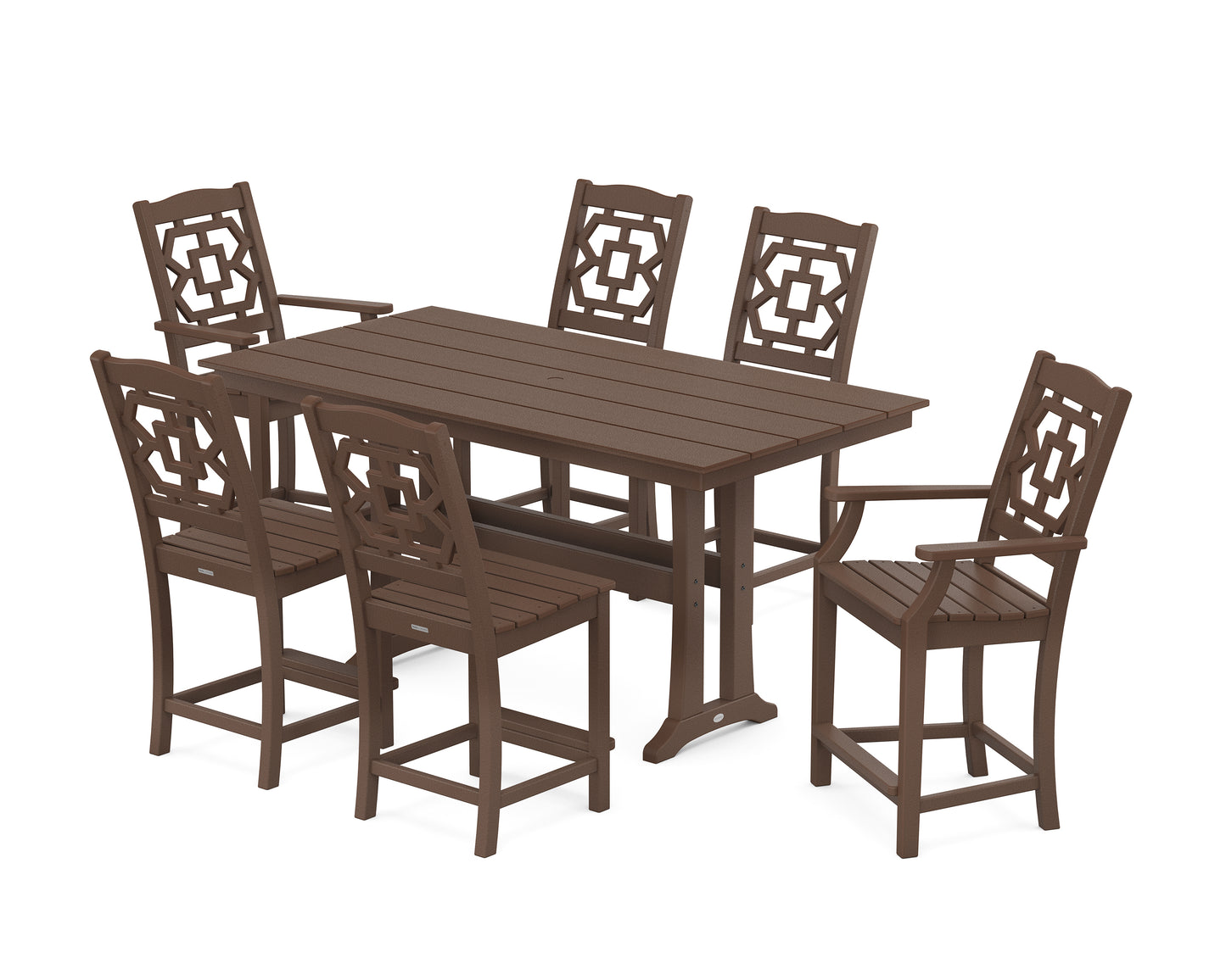 Chinoiserie 7-Piece Farmhouse Counter Set with Trestle Legs