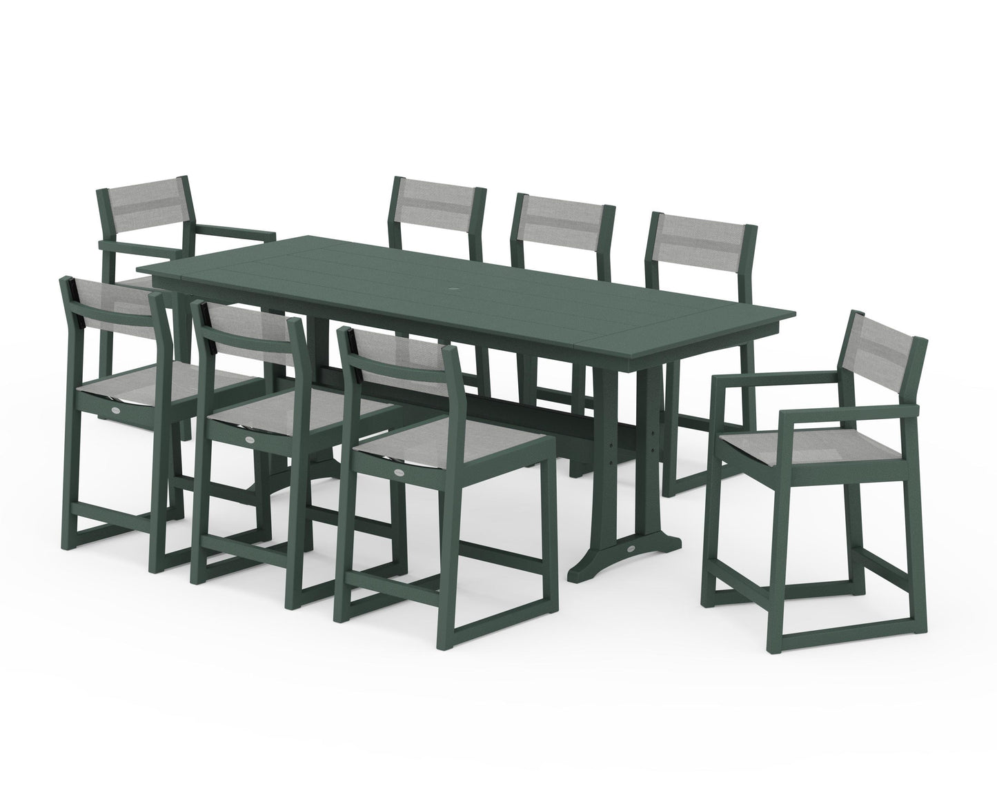 EDGE Sling 9-Piece Farmhouse Counter Set with Trestle Legs