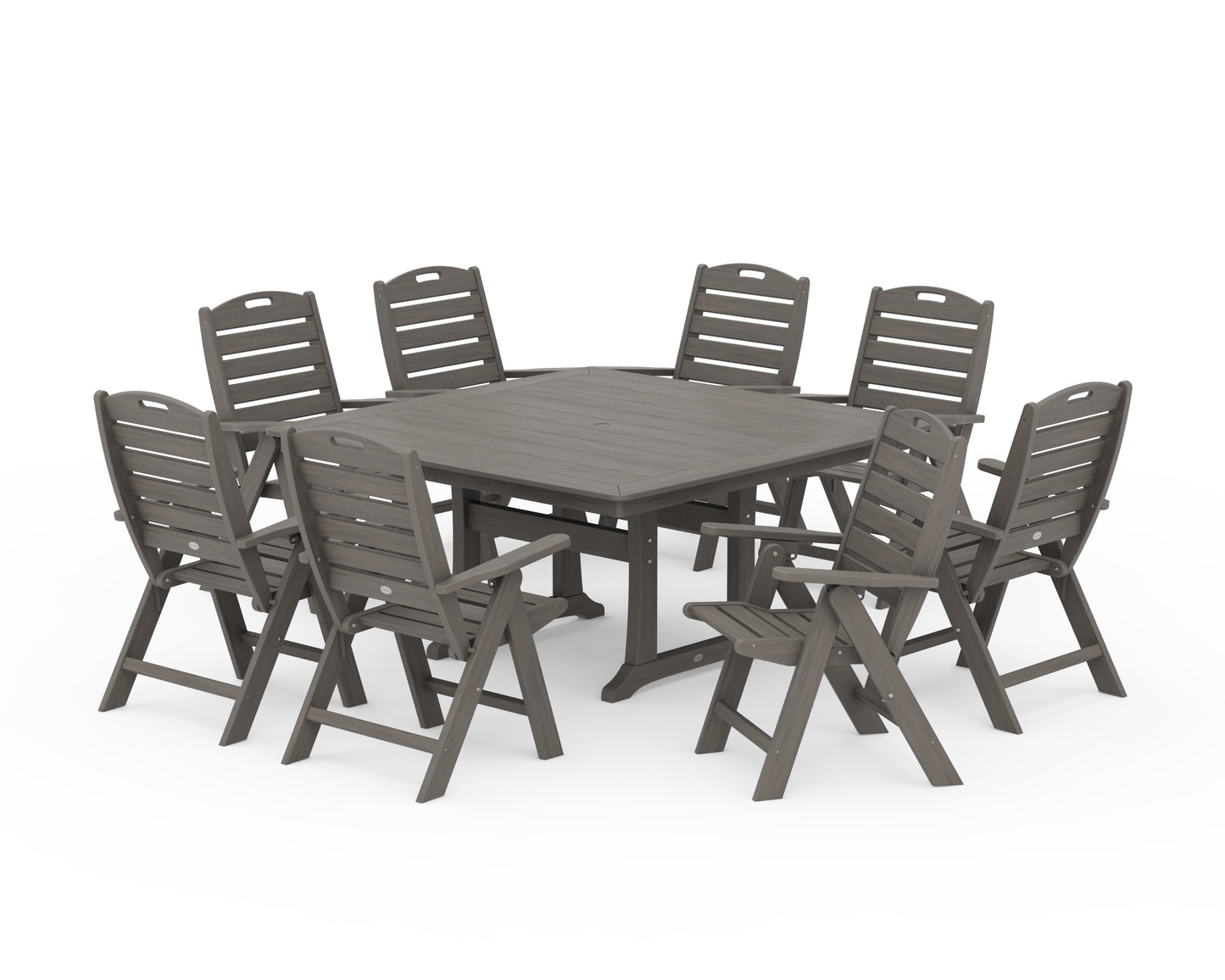 Nautical Highback 9-Piece Square Dining Set with Trestle Legs