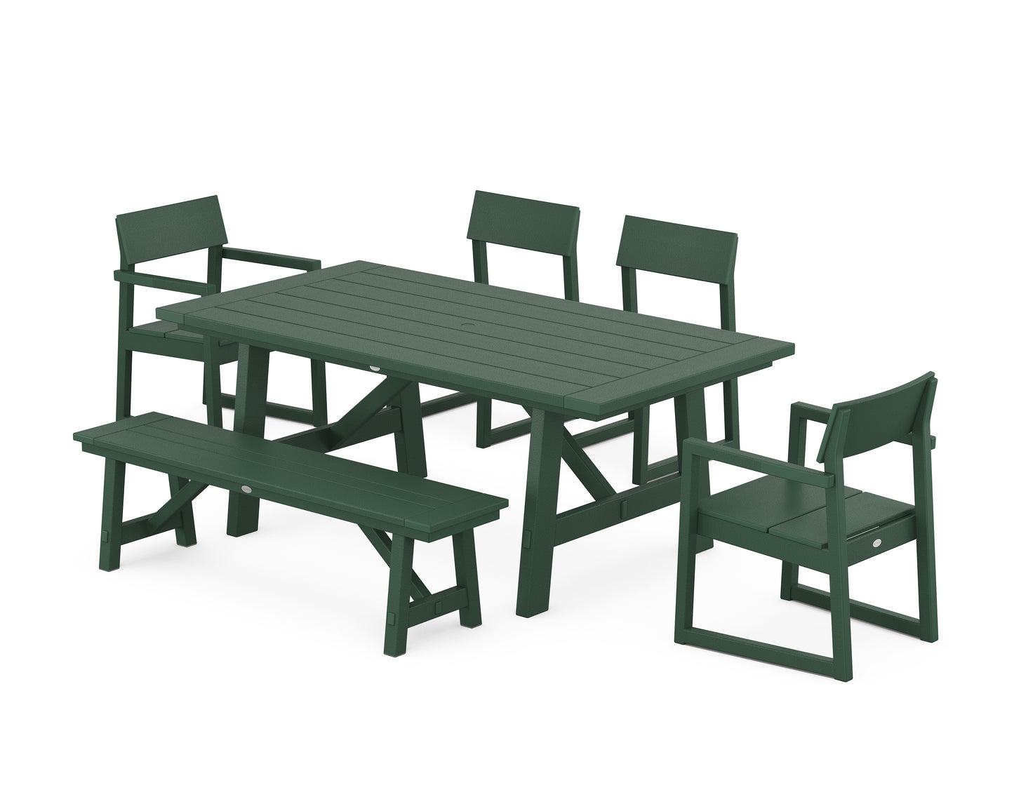 EDGE 6-Piece Rustic Farmhouse Dining Set with Bench
