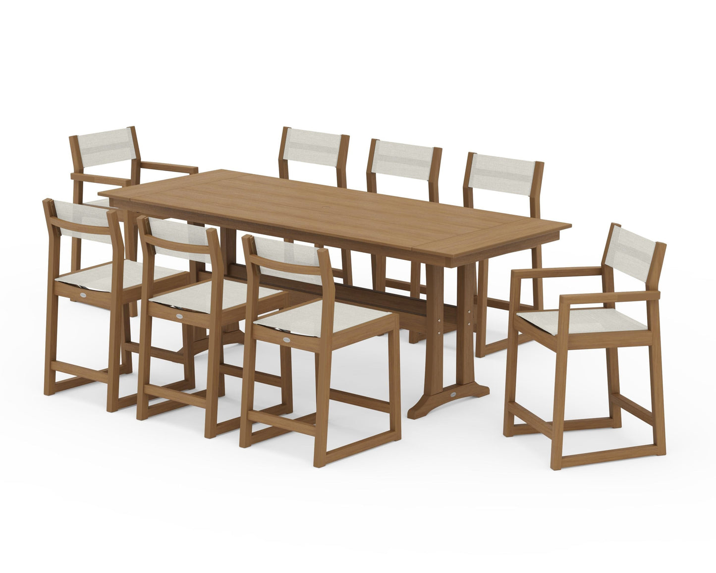 EDGE Sling 9-Piece Farmhouse Counter Set with Trestle Legs