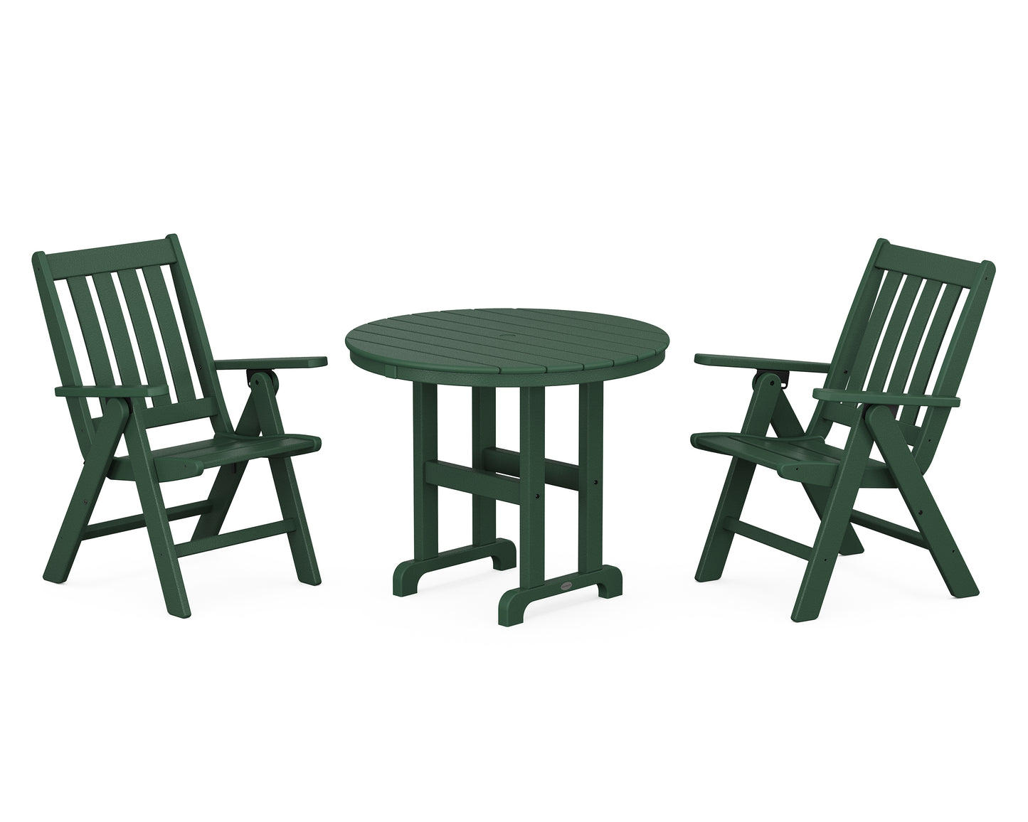 Vineyard Folding Chair 3-Piece Round Dining Set