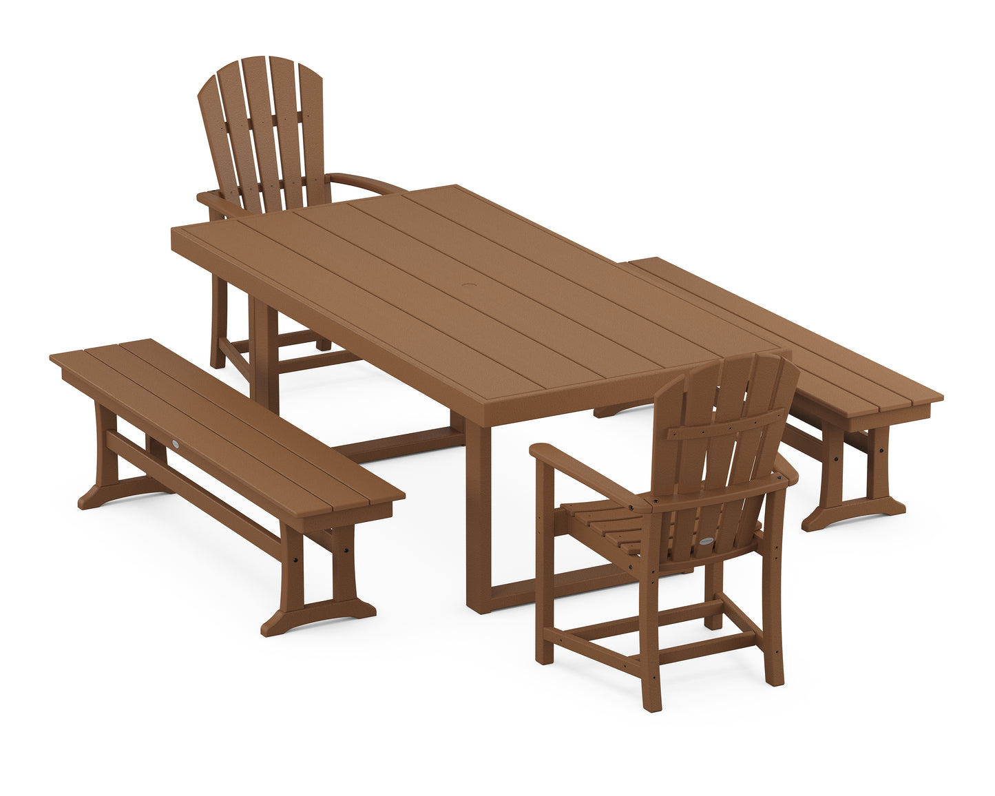 Palm Coast 5-Piece Dining Set with Benches