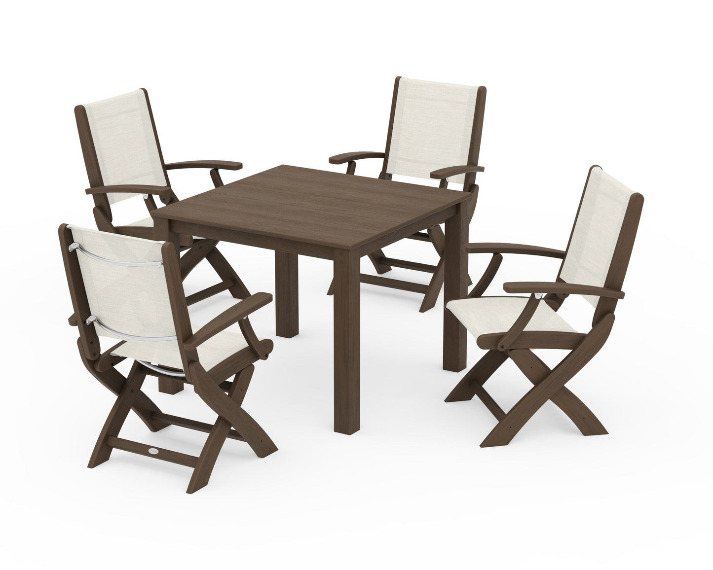 Coastal Folding Chair 5-Piece Parsons Dining Set