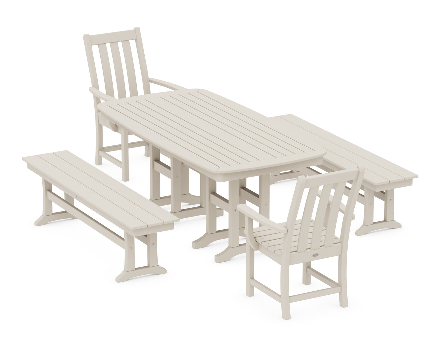 Vineyard 5-Piece Dining Set with Benches