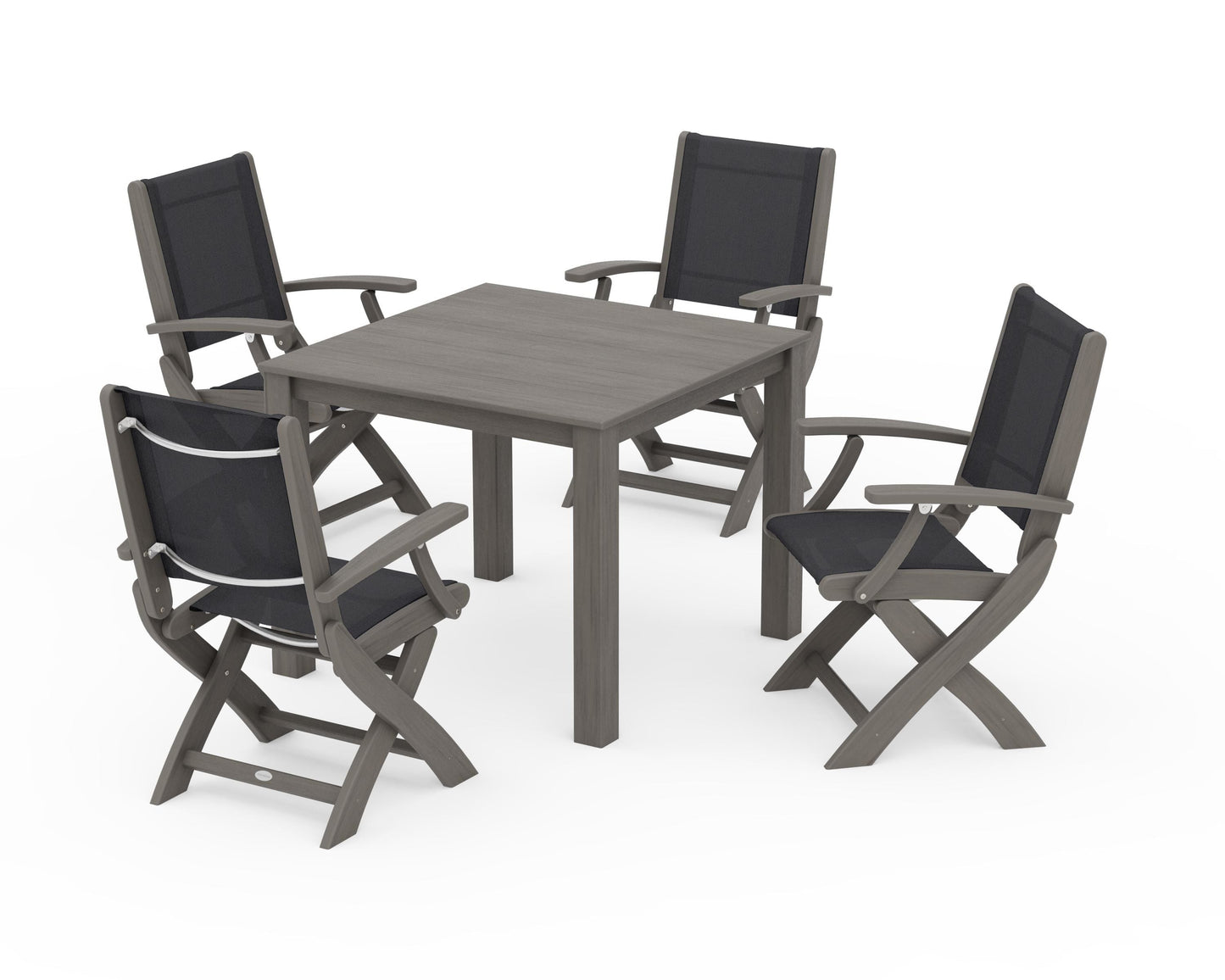 Coastal Folding Chair 5-Piece Parsons Dining Set