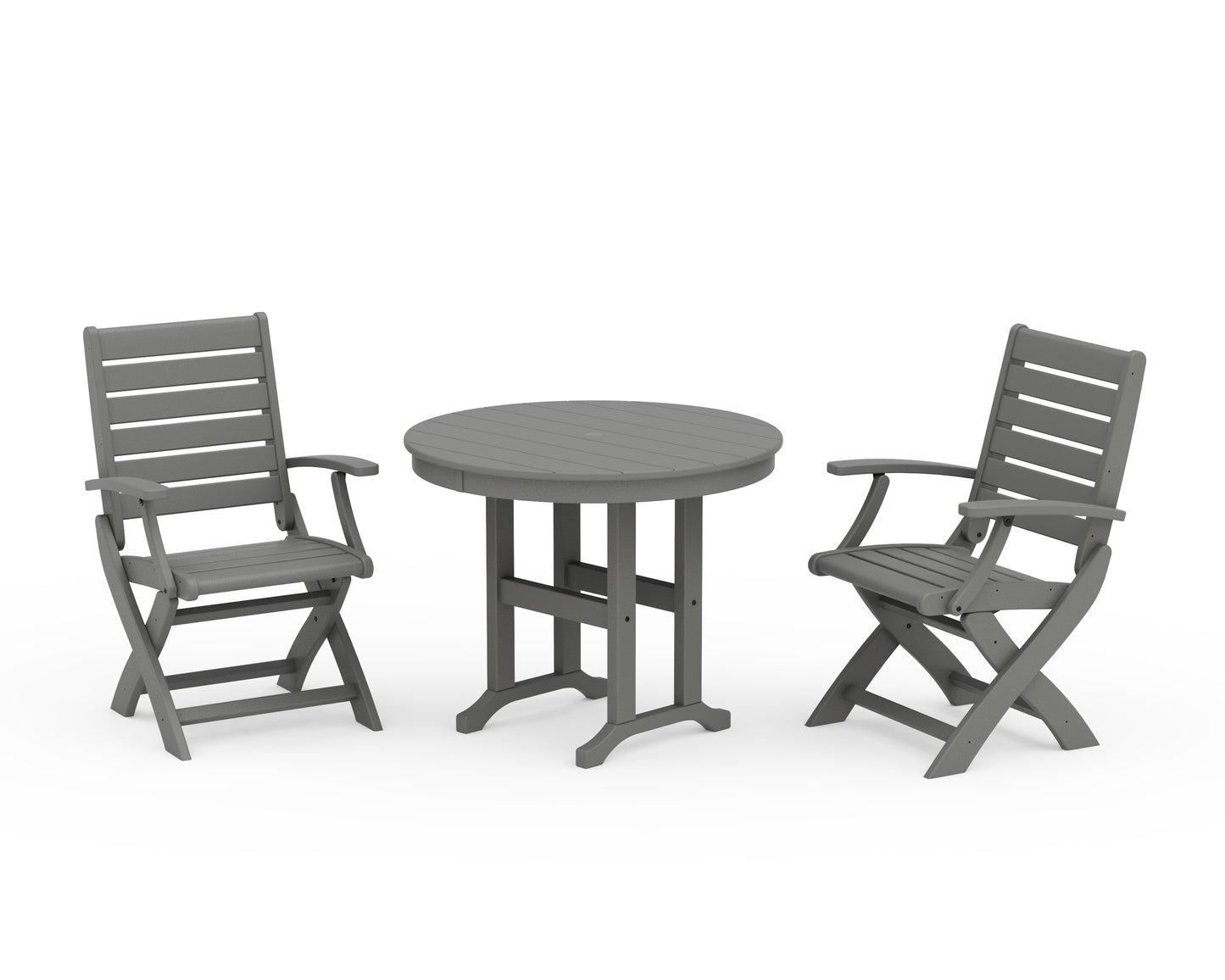 Signature Folding Chair 3-Piece Round Farmhouse Dining Set