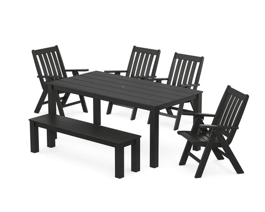 Vineyard Folding Chair 6-Piece Parsons Dining Set with Bench