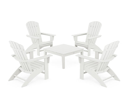 5-Piece Nautical Curveback Adirondack Chair Conversation Set with 36" Conversation Table