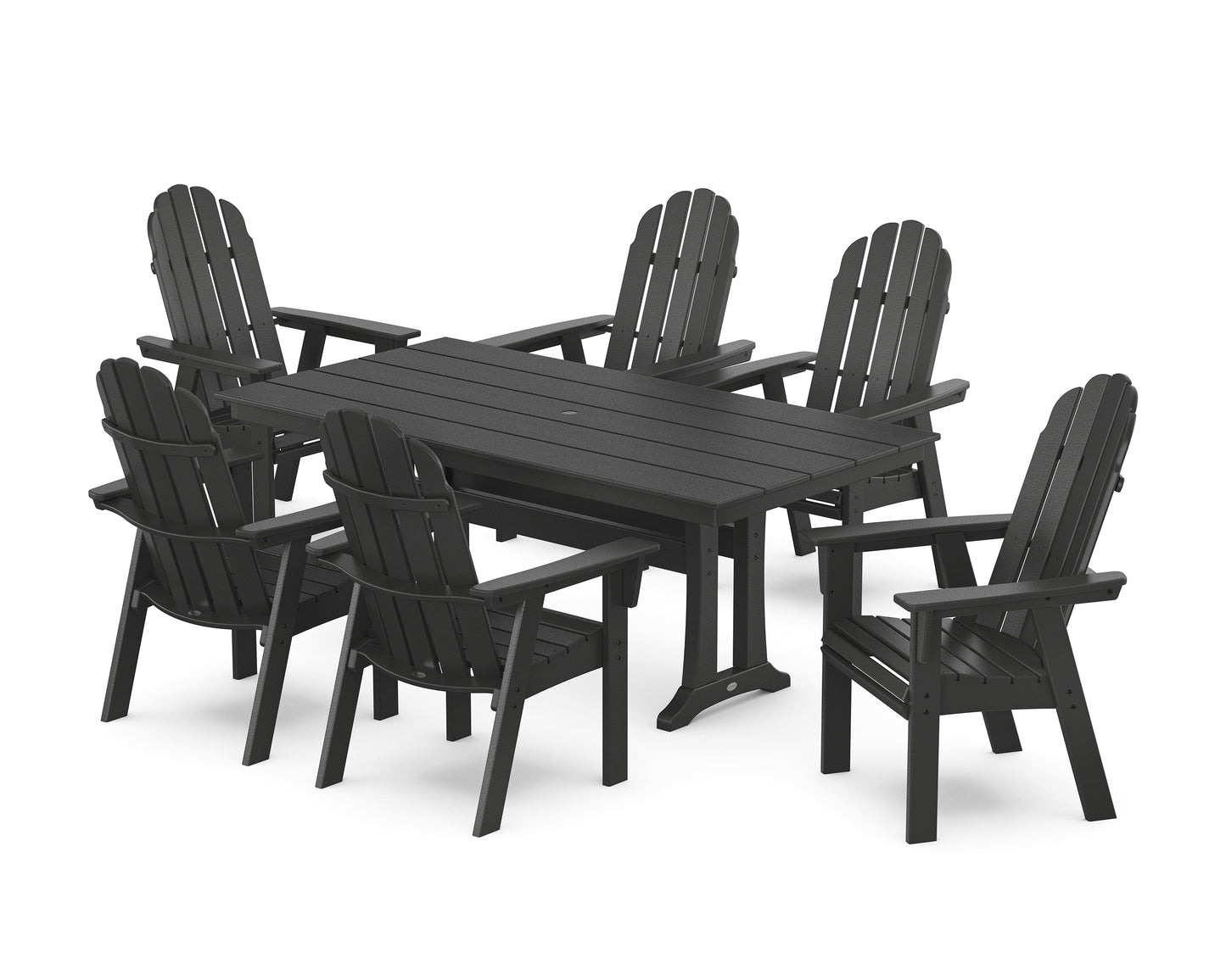 Vineyard Curveback Adirondack Chair 7-Piece Farmhouse Dining Set with Trestle Legs
