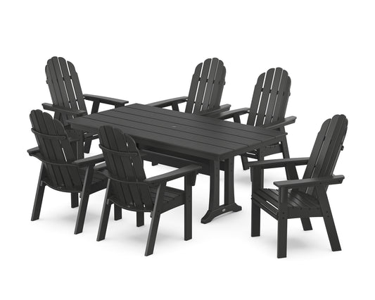 Vineyard Curveback Adirondack Chair 7-Piece Farmhouse Dining Set with Trestle Legs