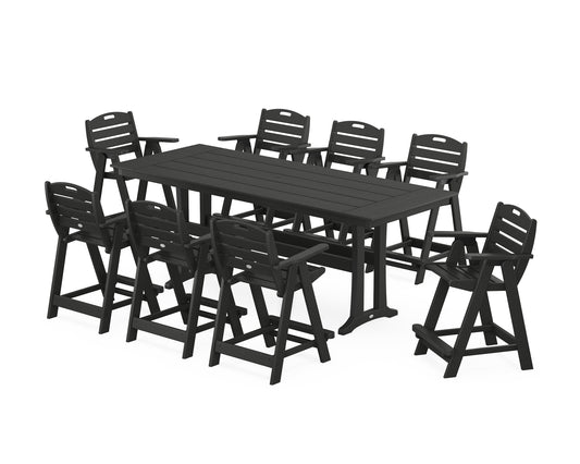 Nautical 9-Piece Farmhouse Counter Set with Trestle Legs
