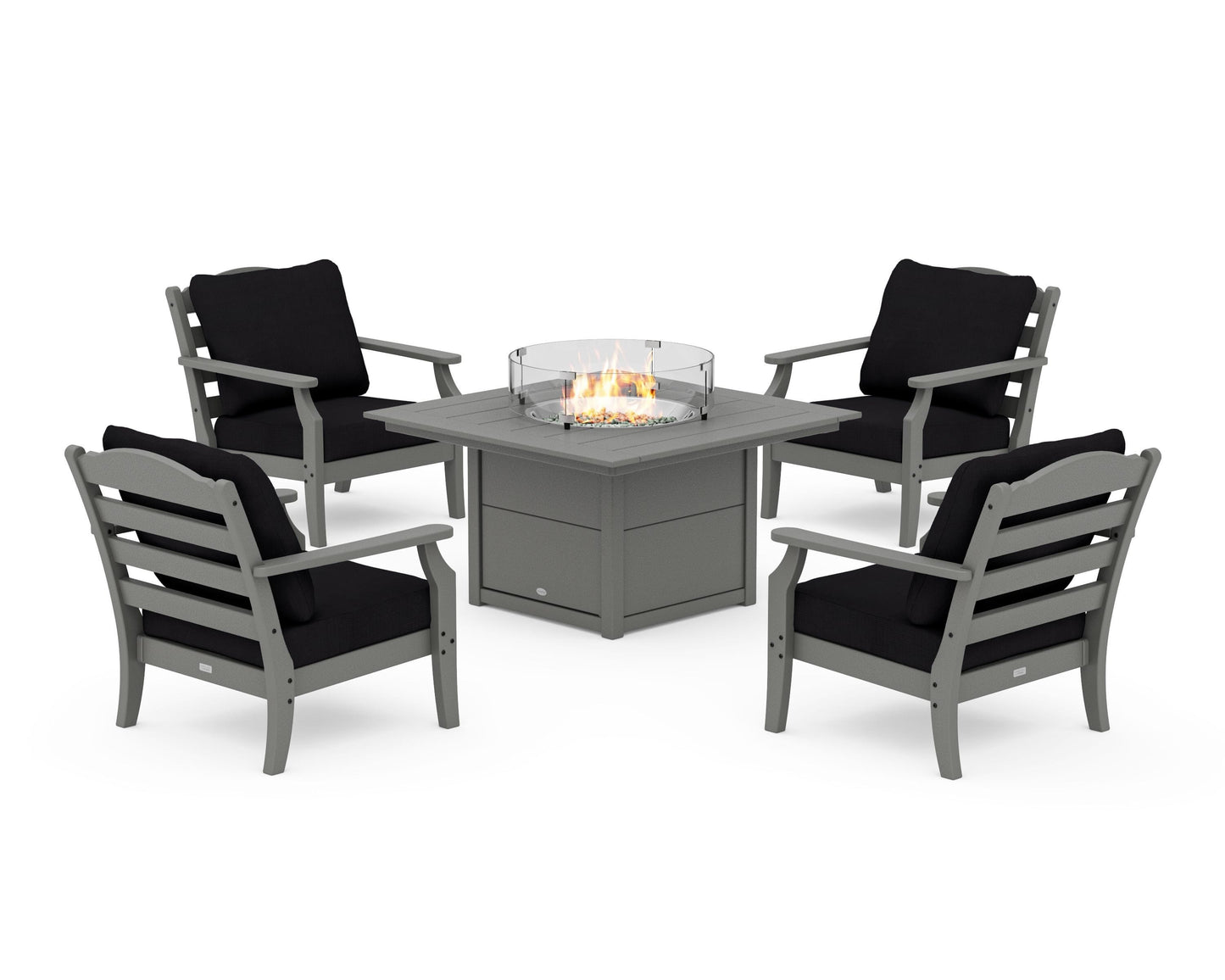 Savannah 5-Piece Deep Seating Set with Fire Pit Table