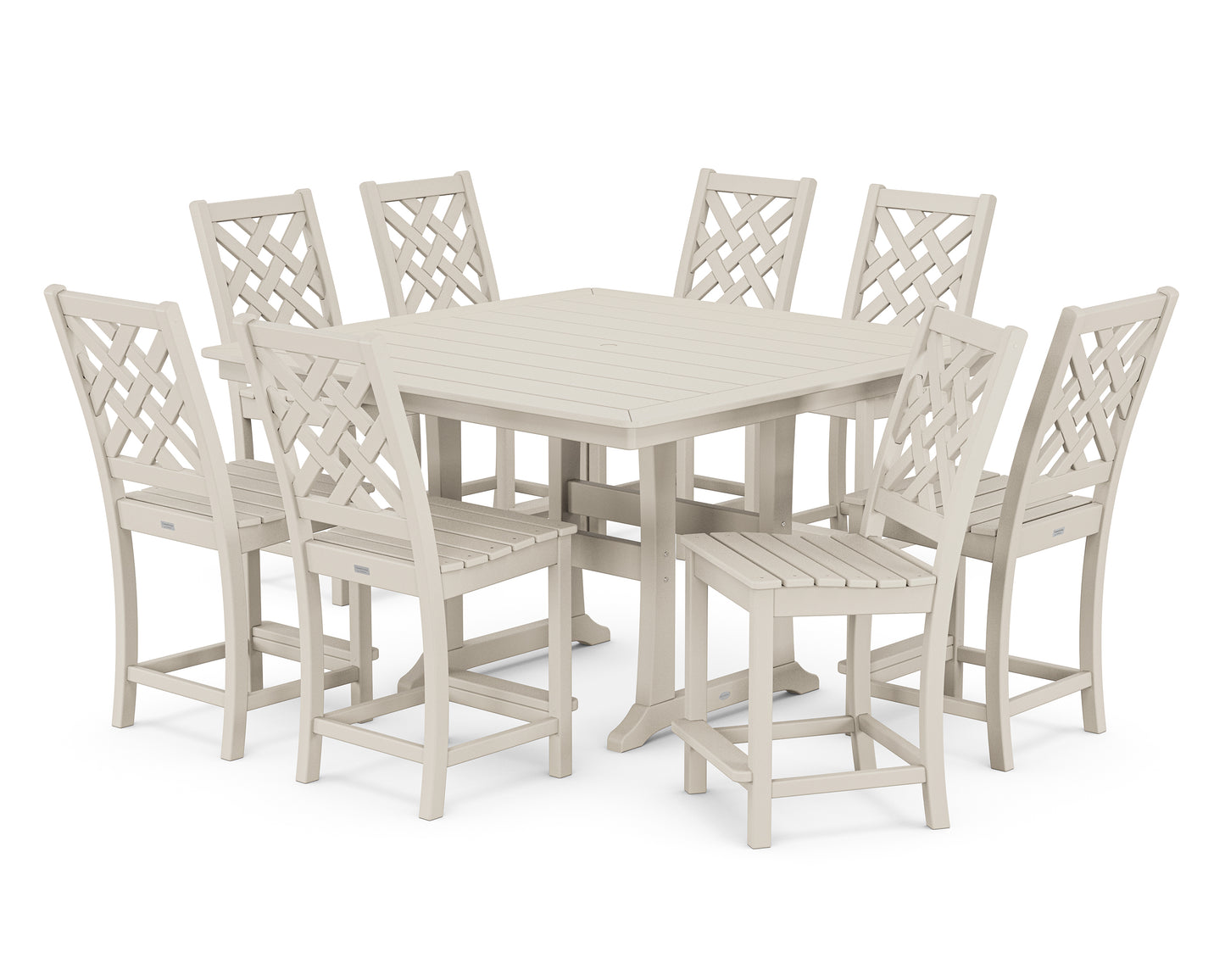 Wovendale Side Chair 9-Piece Square Counter Set with Trestle Legs