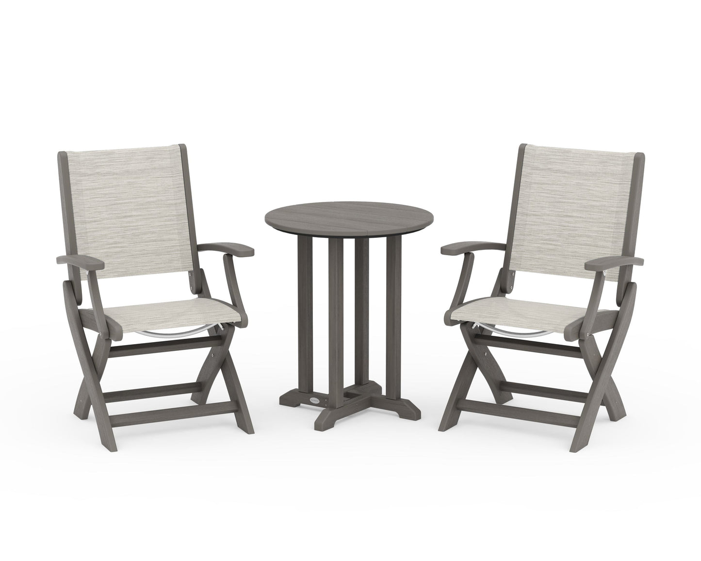 Coastal Folding 3-Piece Round Bistro Dining Set