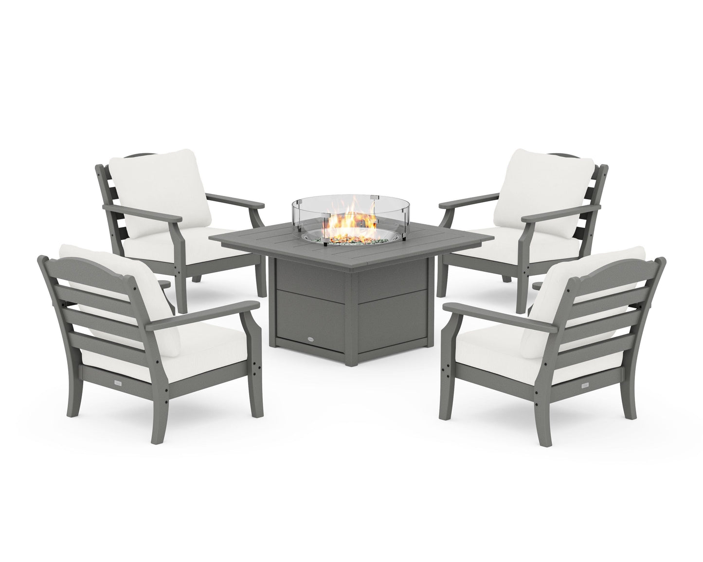 Savannah 5-Piece Deep Seating Set with Fire Pit Table