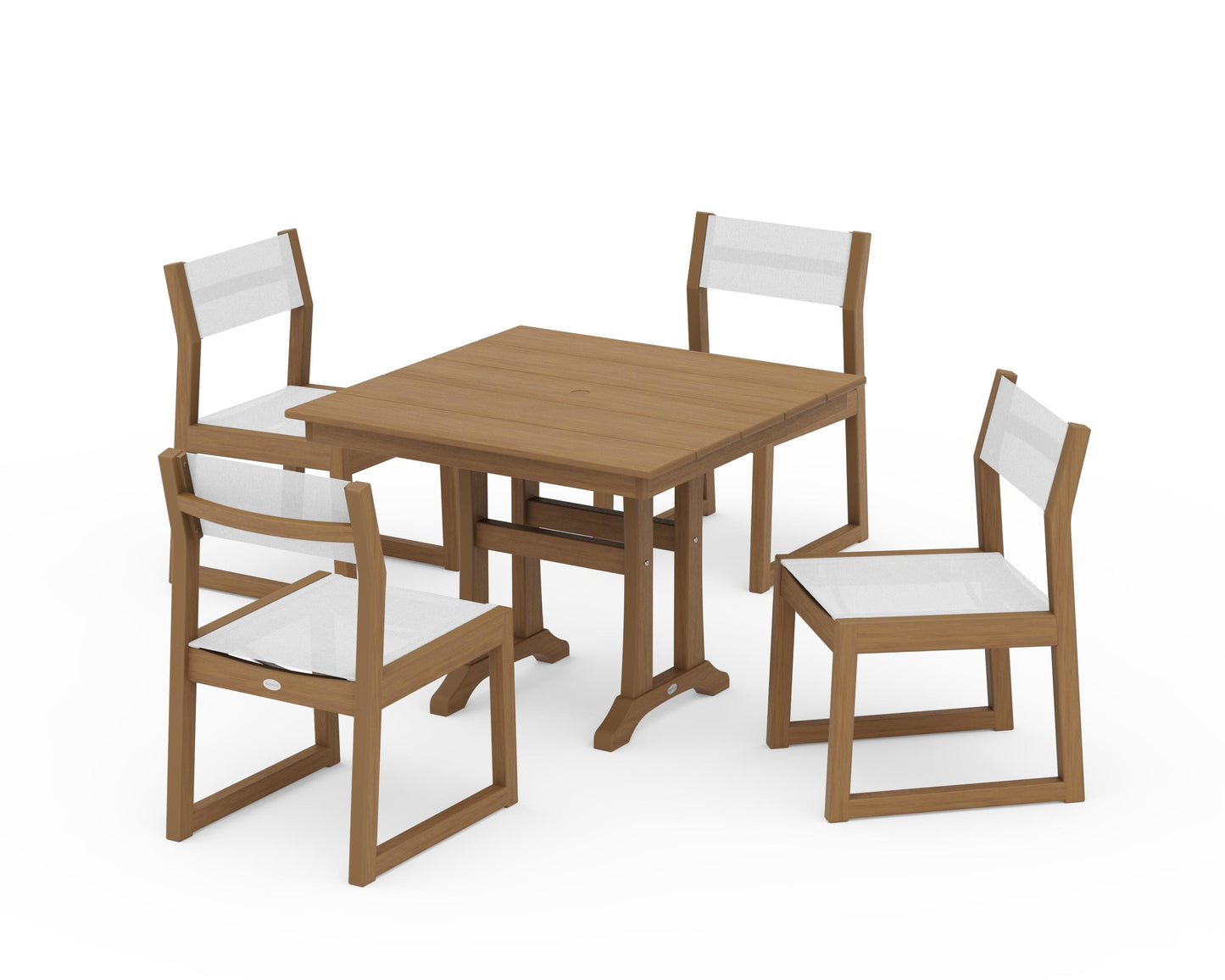 EDGE Sling 5-Piece Farmhouse Trestle Side Chair Dining Set