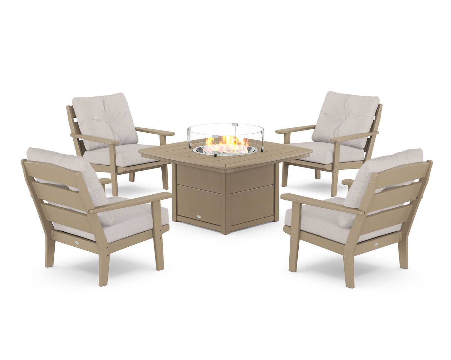 Lakeside 5-Piece Deep Seating Set with Nautical Fire Pit Table
