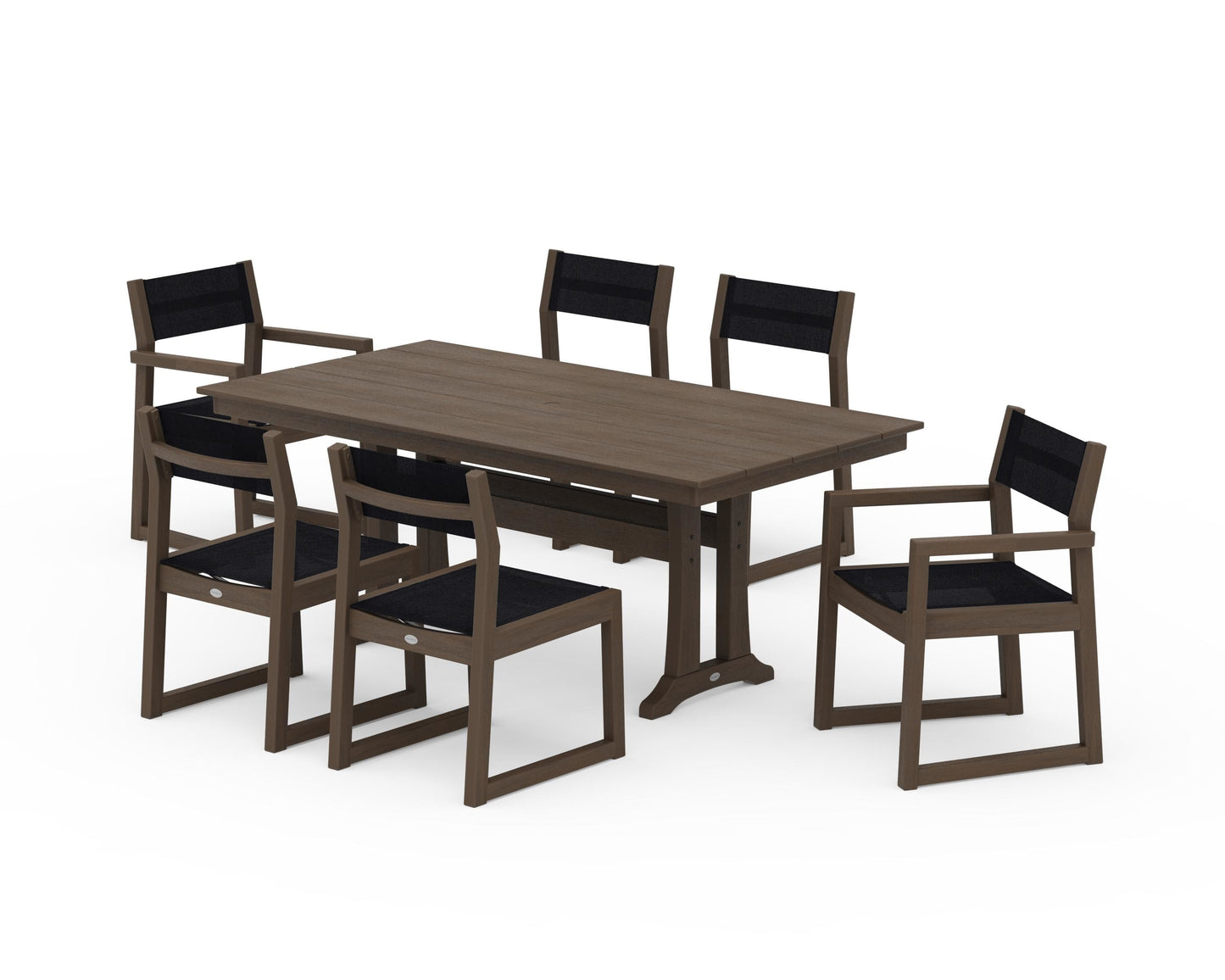 EDGE Sling 7-Piece Farmhouse Trestle Dining Set