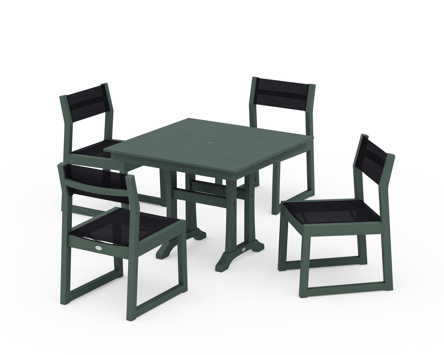 EDGE Sling 5-Piece Farmhouse Trestle Side Chair Dining Set