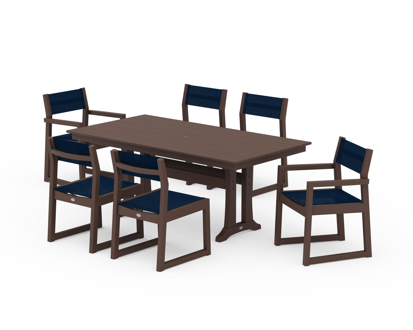 EDGE Sling 7-Piece Farmhouse Trestle Dining Set