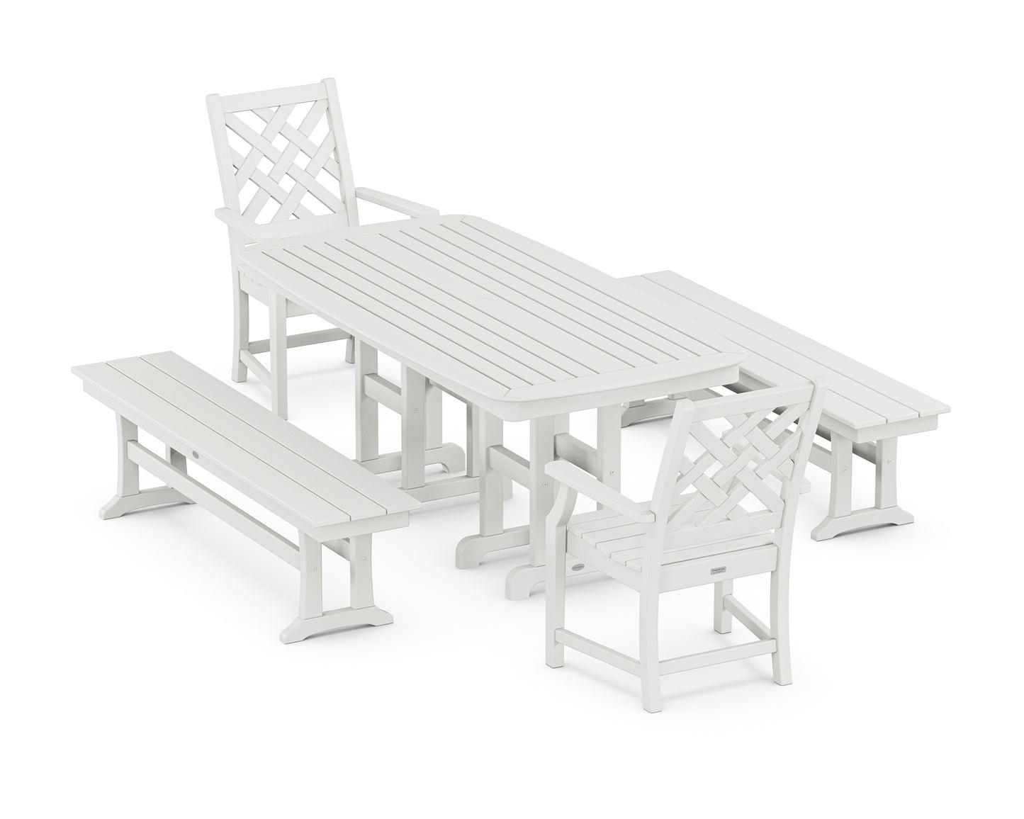 Wovendale 5-Piece Dining Set with Benches